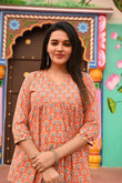 Peach Whisper Pure Cotton Short Kurti