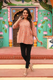 Peach Whisper Pure Cotton Short Kurti