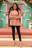 Peach Whisper Pure Cotton Short Kurti