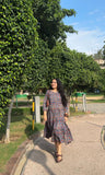 Blue Cherry Blossom Pure Cotton Dress With Pocket