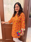 Soft Sunshine Bloom Pure Cotton Short Kurti