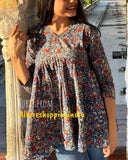 Tricolor Bloom Pure Cotton Short Kurti