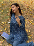 Blooming Blue Pure Cotton Short Kurti