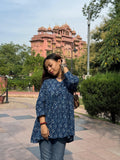 Blooming Blue Pure Cotton Short Kurti