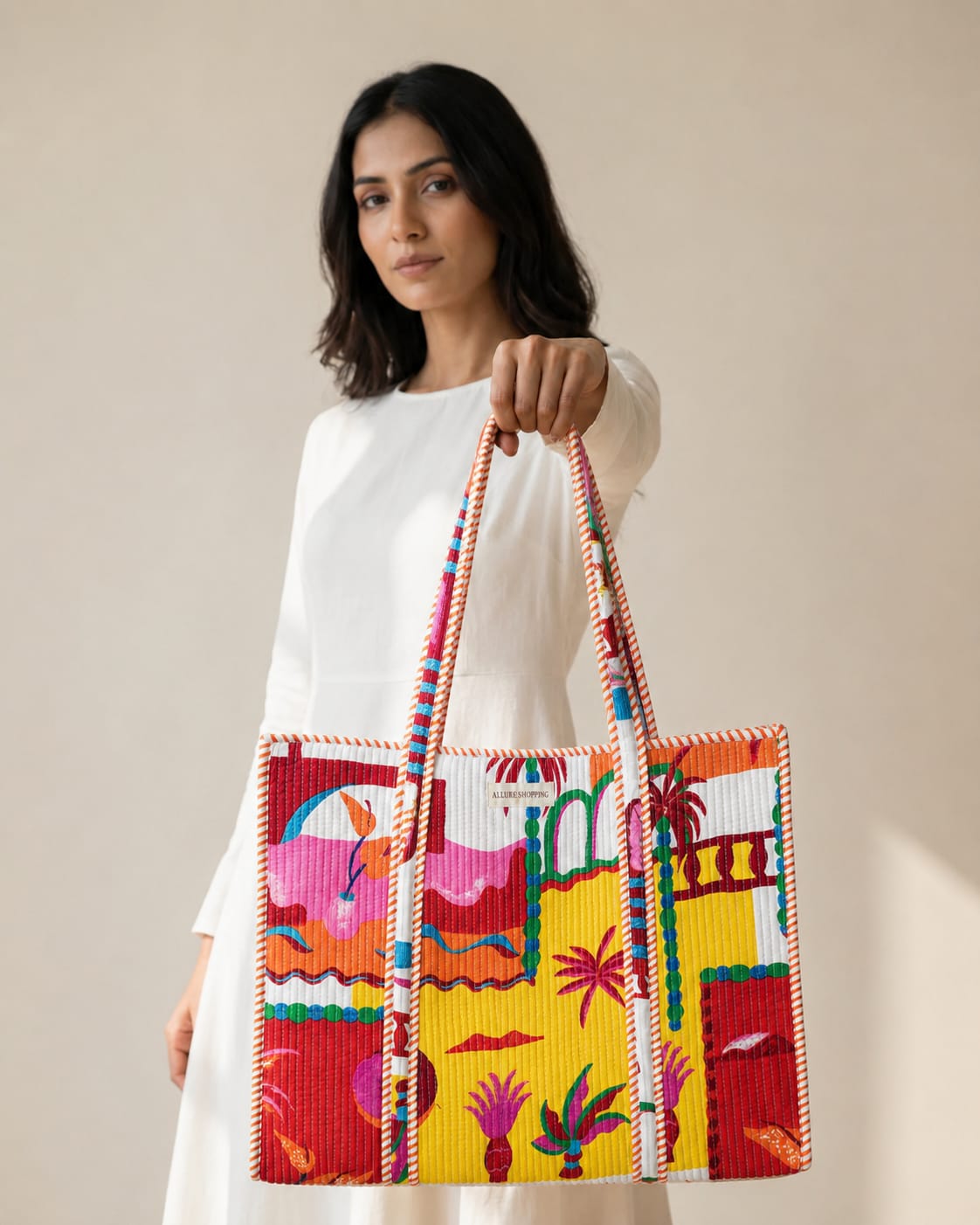 Coastal Beach Tote Bag with Zip