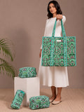 Mint Garden Tote Bag with Zip