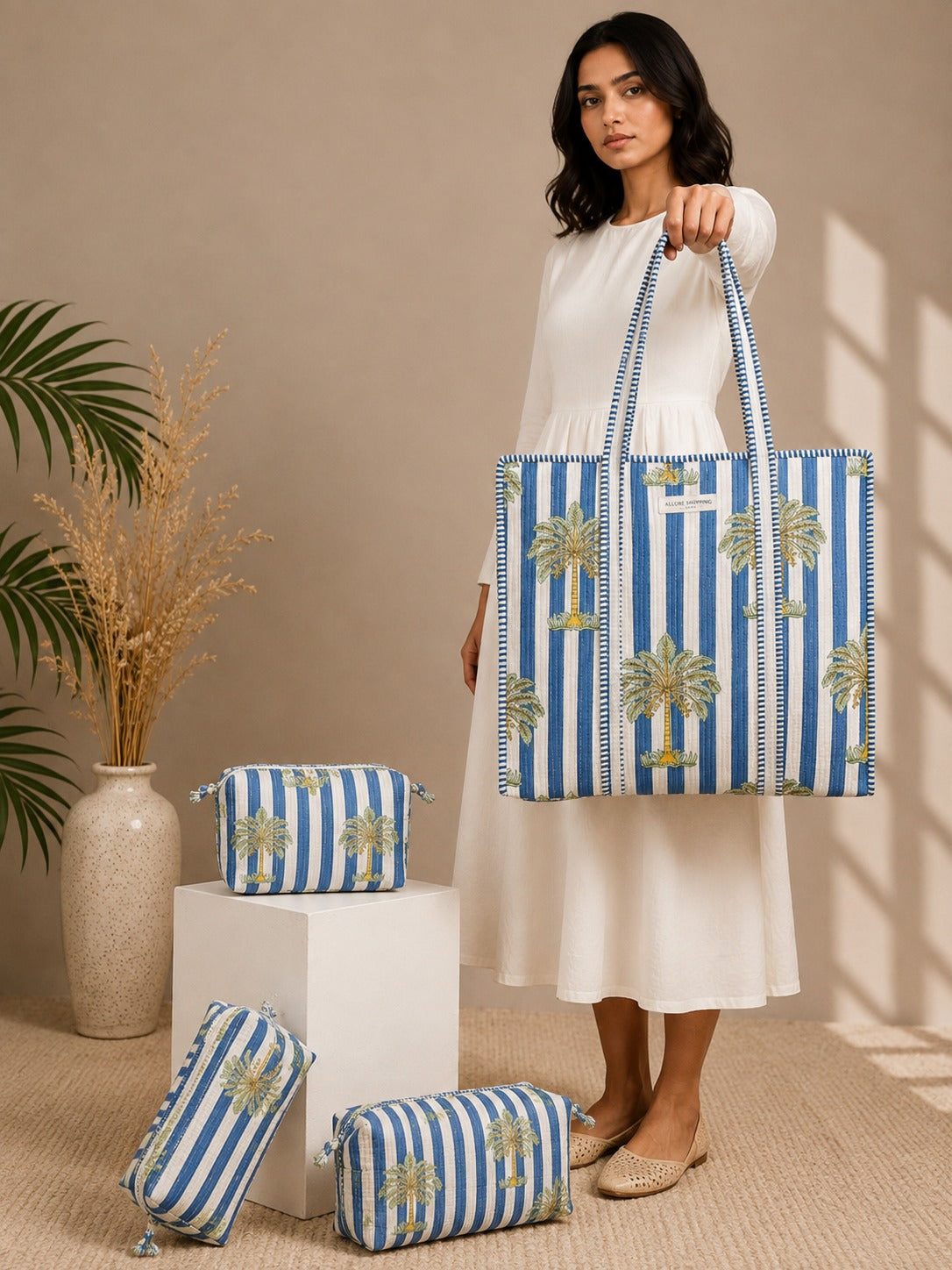 Twilight Bloom Tote Bag with Zip