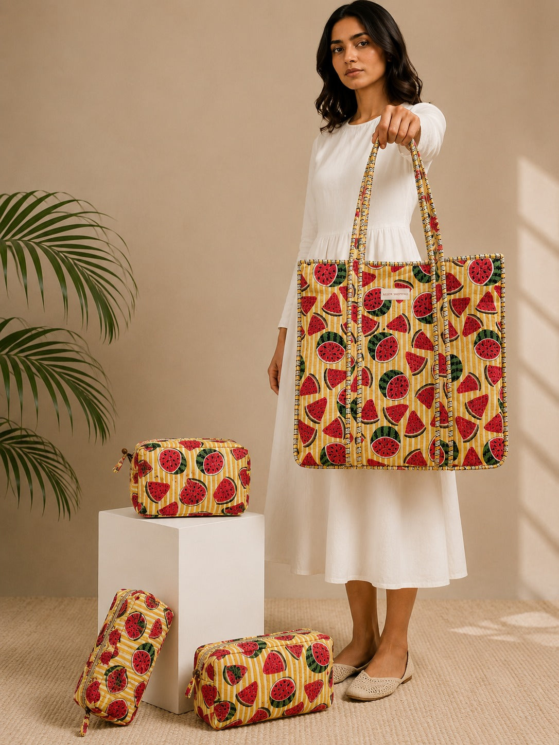 Watermelom Tote Bag with Zip - 16 inches