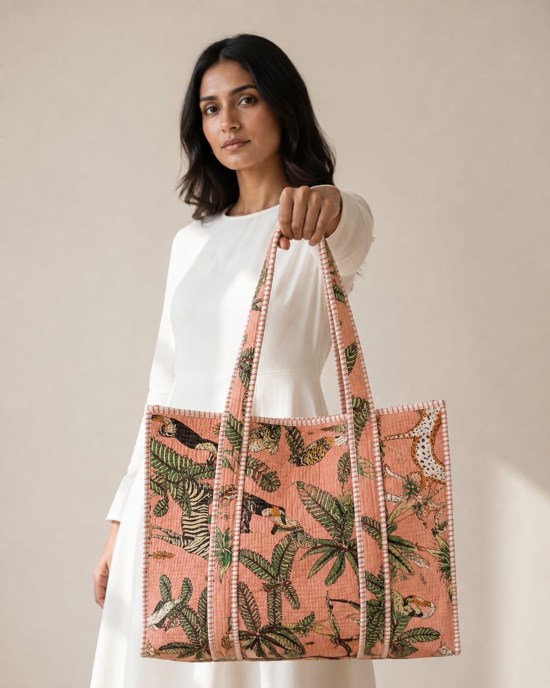 Jungle Glow Tote Bag with Zip