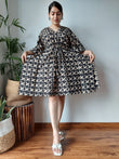 Hand Block Printed Free-Size Short Kaftan Dress