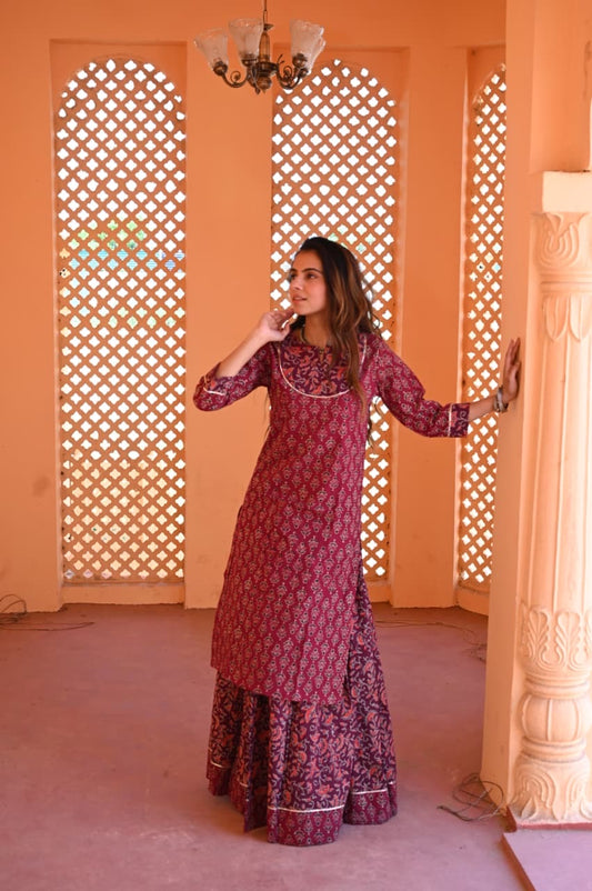 Anaarkali — Hand-Block Pure Cotton Skirt & Kurti Set