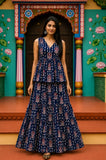 Bel Bagru hand-block cotton pepulam top and skirt set