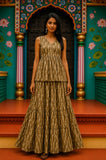 Bhumi Bagru hand-block cotton pepulam top and skirt set