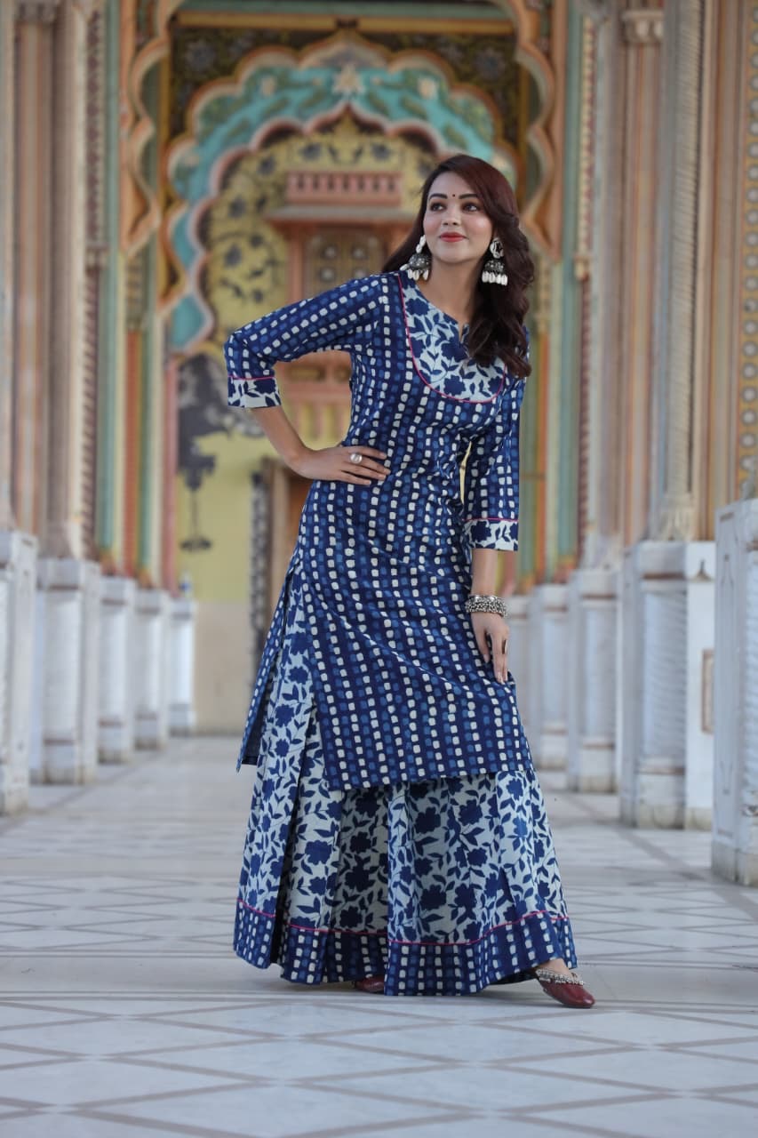 Bindiya — Hand-Block Pure Cotton Skirt & Kurti Set