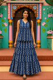 Bindiya Bagru hand-block cotton pepulam top and skirt set