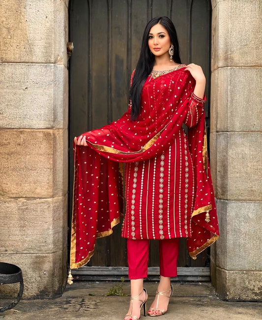 Exquisite Heavy Embroidery & Sequin Suit Set