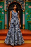 Charkhi · Bagru Hand-Block Cotton Pepulam Top & Skirt
