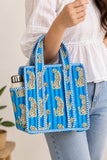 Blue Leopard · Quilted Cotton Tote Bag