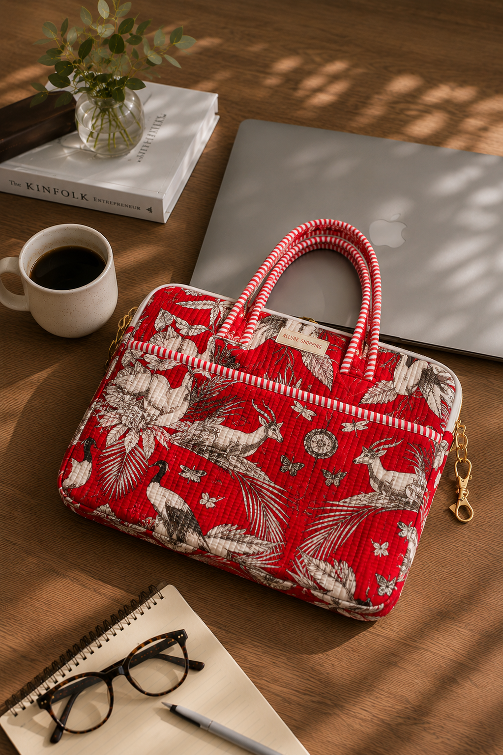 Scarlet Aviary · Quilted Cotton Laptop Sleeve