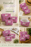 Pink & White Set of 3 Pouches