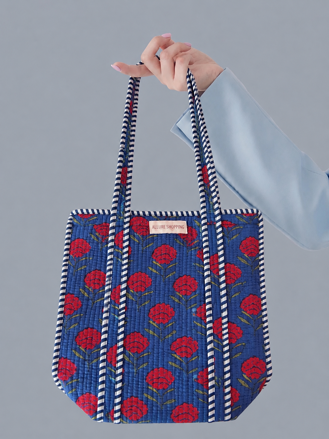 Midnight Blue · Quilted Cotton Tote Bag