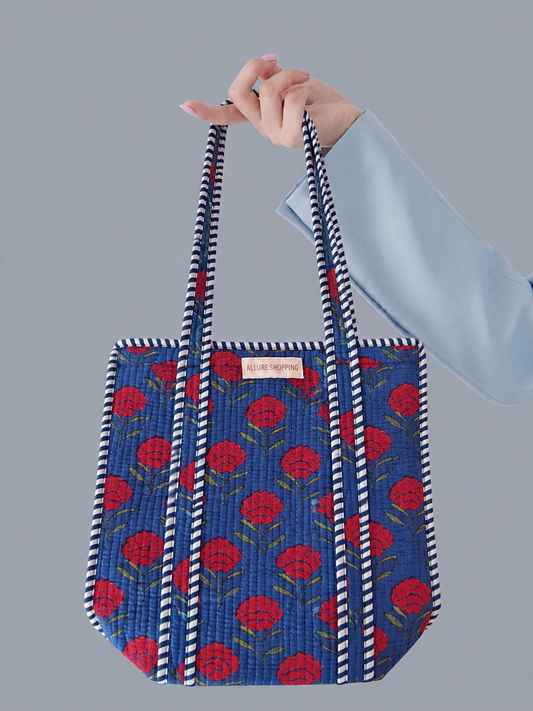 Midnight Blue · Quilted Cotton Tote Bag