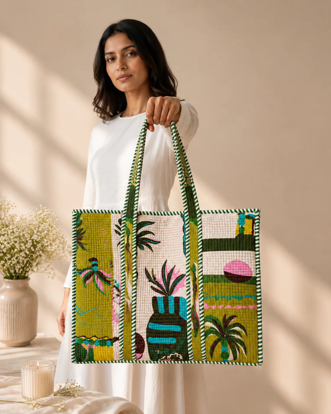 Coastal Beach Tote Bag with Zip