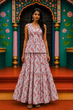 Gulaabo Bagru hand-block cotton pepulam top and skirt set
