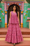 Gulaal Bagru hand-block cotton pepulam top and skirt set