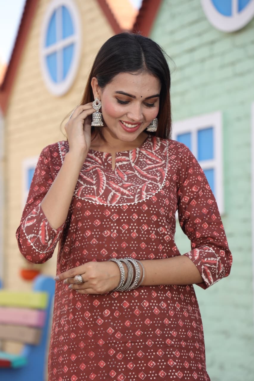 Gulnaar — Hand-Block Pure Cotton Skirt & Kurti Set