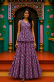 Gulnaaz Bagru hand-block cotton pepulam top and skirt set