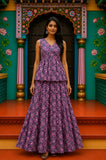 Gulnaaz Bagru hand-block cotton pepulam top and skirt set
