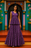 Jamuni Bagru hand-block cotton pepulam top and skirt set