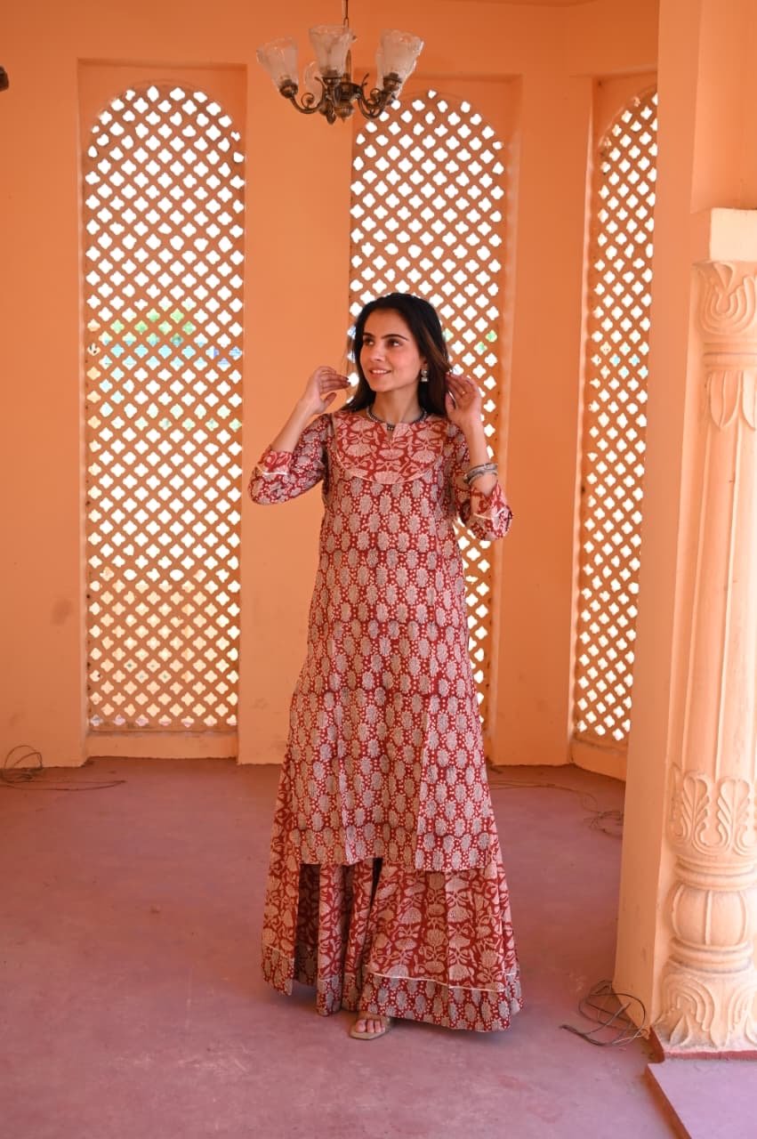 Jharokha — Hand-Block Pure Cotton Skirt & Kurti Set