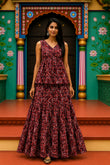 Lalita Bagru hand-block cotton pepulam top and skirt set