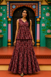 Lalita Bagru hand-block cotton pepulam top and skirt set
