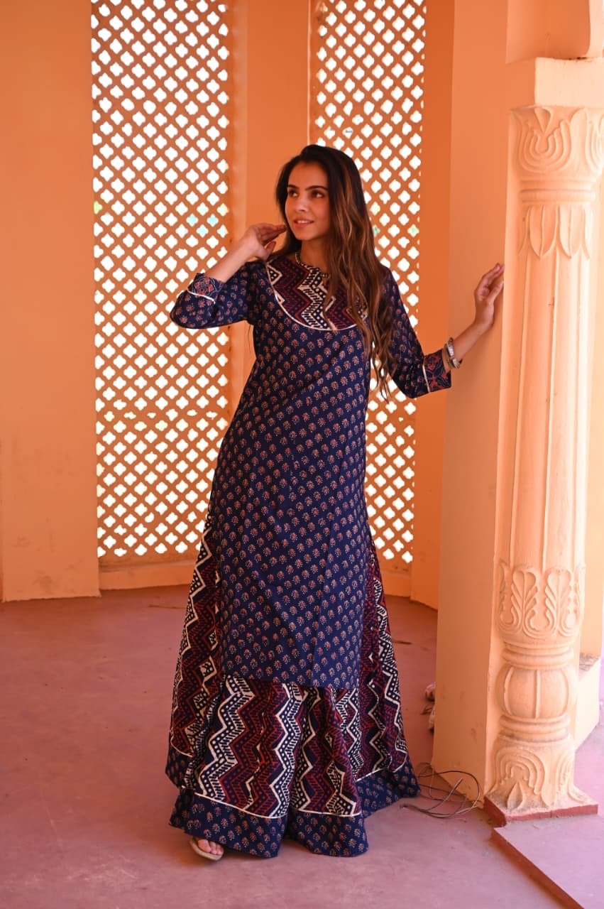 Lehariya — Hand-Block Pure Cotton Skirt & Kurti Set