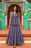 Madhushala Bagru hand-block cotton pepulam top and skirt set