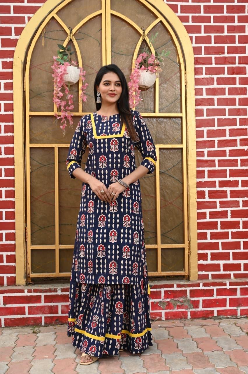 Mor Pankh — Hand-Block Pure Cotton Skirt & Kurti Set