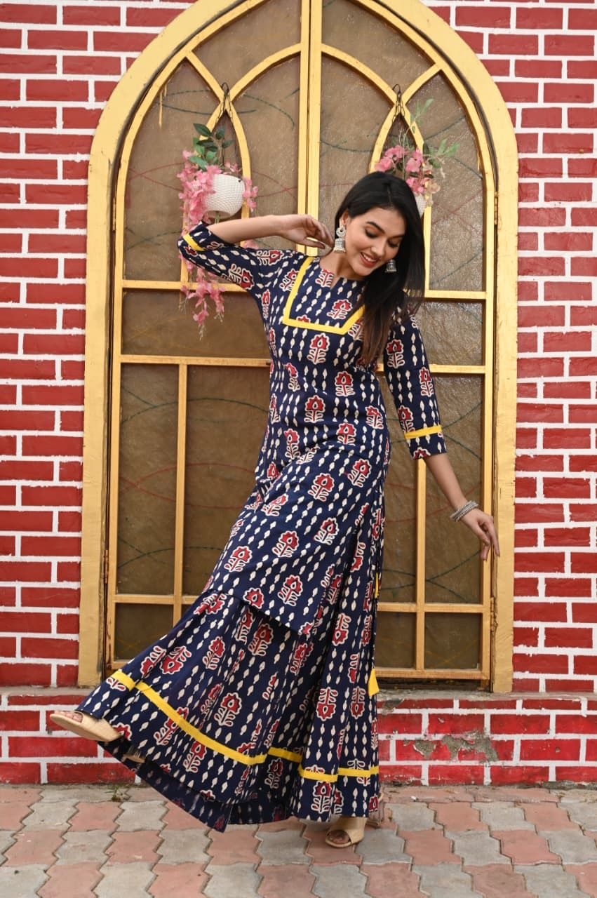 Mor Pankh — Hand-Block Pure Cotton Skirt & Kurti Set