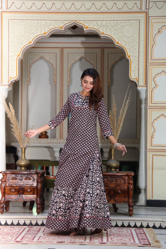 Raat Rani — Hand-Block Pure Cotton Skirt & Kurti Set