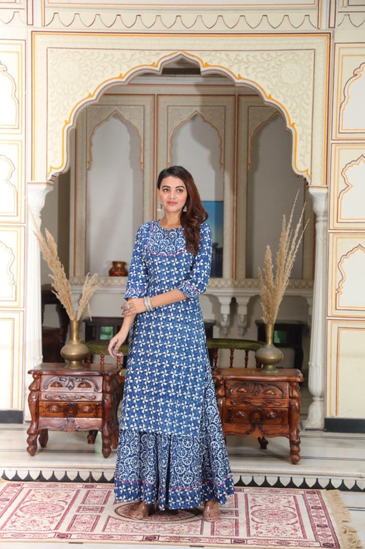 Sitara — Hand-Block Pure Cotton Skirt & Kurti Set