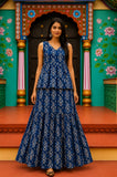 Surmayi · Bagru Hand-Block Cotton Pepulam Top & Skirt