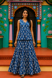 Tara Bagru hand-block cotton pepulam top and skirt set